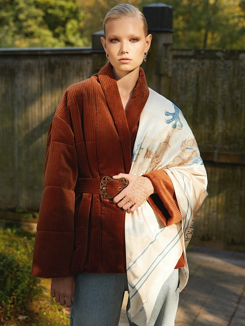 Brown Belted Velvet Jacket, 6