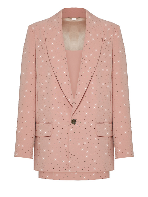 Pink Rhinestone Skirt Suit, 5