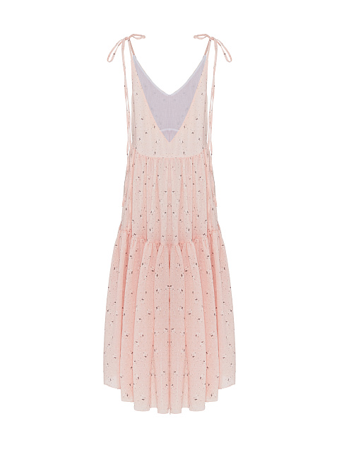 Light Pink Flower Printed Cotton Sundress, 2