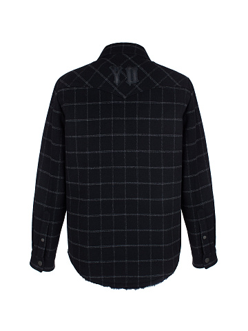 Black Checked Shearling Shirt, 2