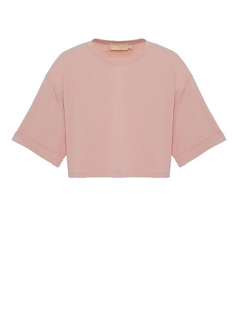 Pink Cotton Cropped T-shirt, 1