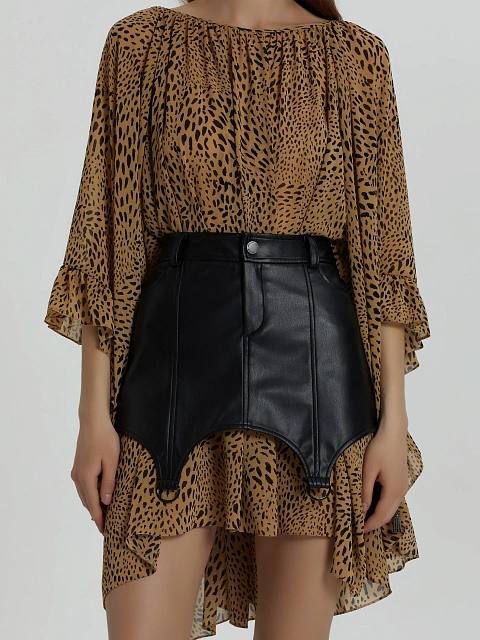 Black Ultra Mini Faux Leather Skirt, 2
