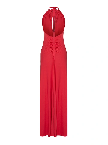 Red Open Back Maxi Dress, 2