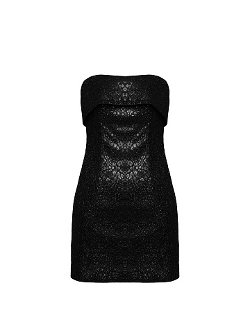 Metallic Black Snakeskin Mini Dress, 1