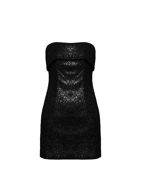 Metallic Black Snakeskin Mini Dress, 1