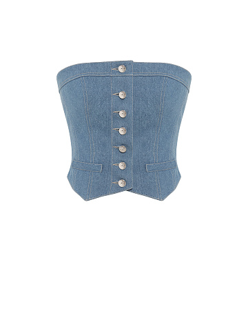 Blue denim corset, 1