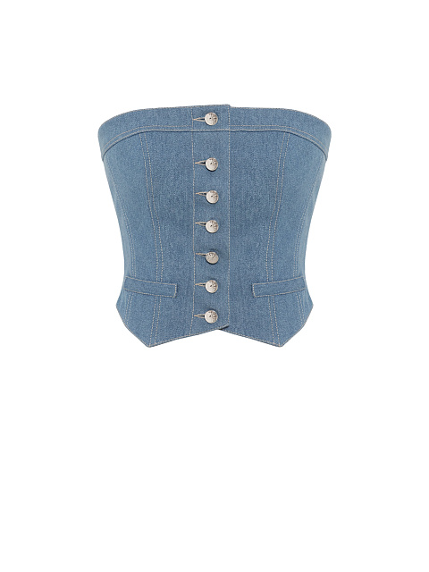 Blue denim corset, 1