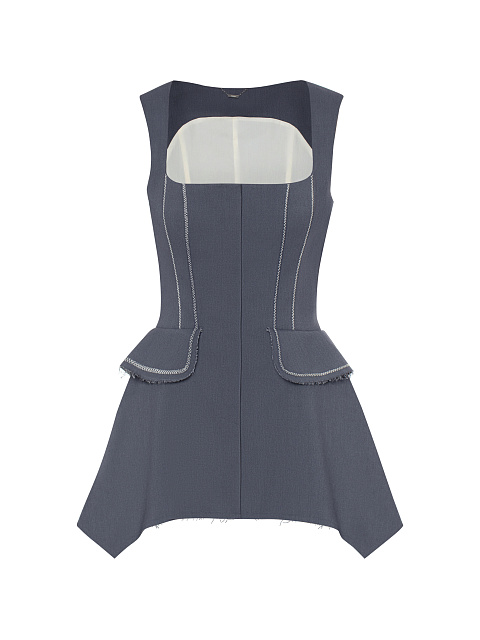 Grey Cropped Jacket Pant Suit, 4