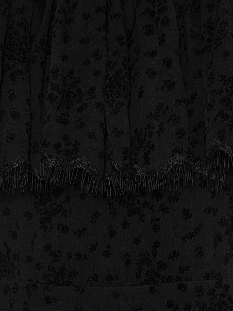 Black Floral Chiffon Midi Dress, 3