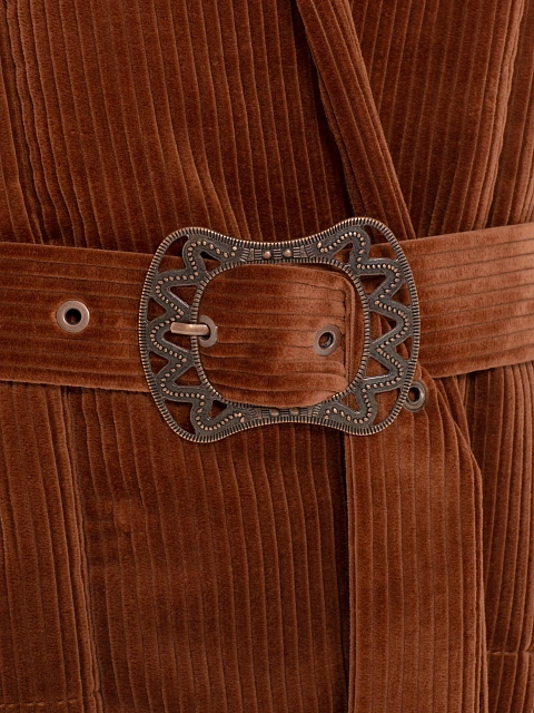 Brown Belted Velvet Jacket, 3