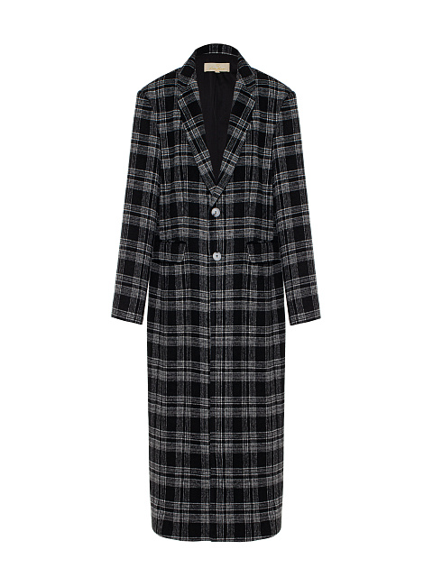 Black single-breasted coat in a white check, 1