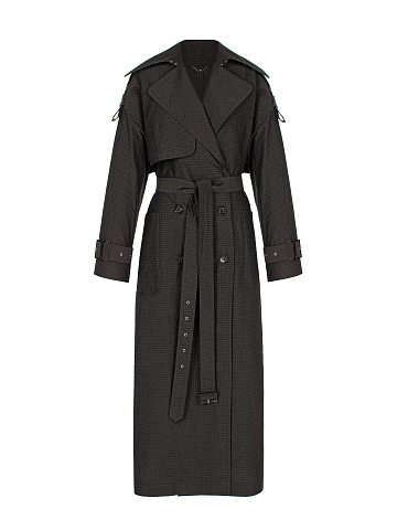 Brown Patterned Trench Coat, 1