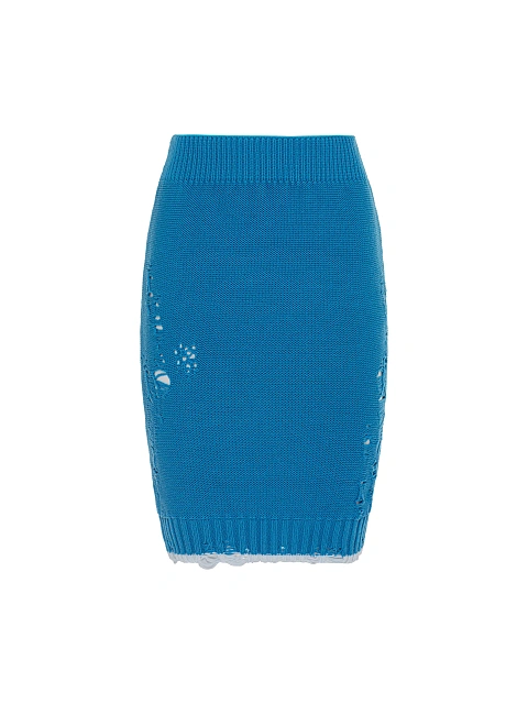 Bright Blue Jersey Sweater & Midi Skirt Set, 3