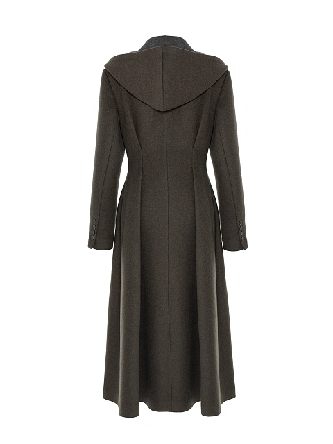 Gray Single Breasted Coat With Hood, 6