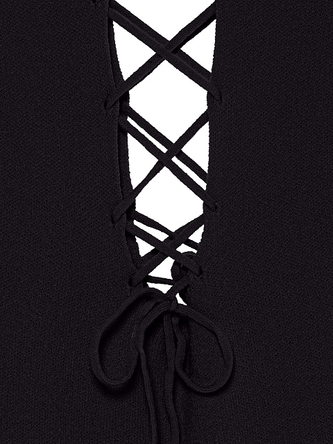 Black Lace Up Jersey Maxi Dress, 3