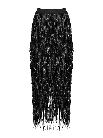 Black Sequined Midi Skirt, 1