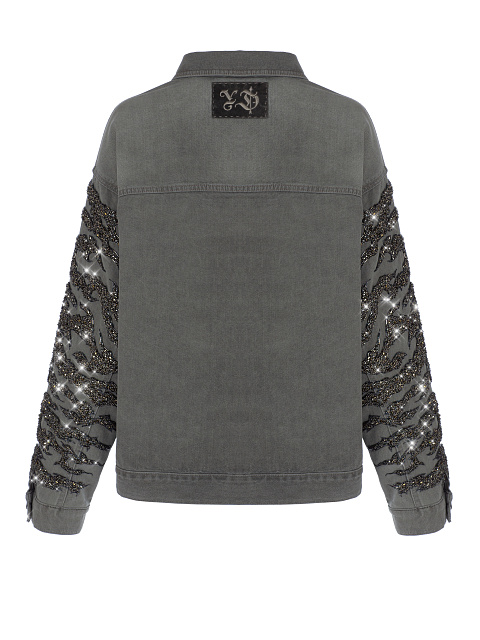 Embroidered Grey Denim Jacket, 2
