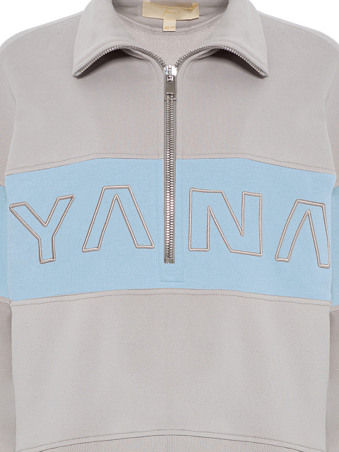 Grey & Light Blue "Yana" Embroidered Tracksuit, 4