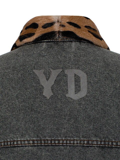 Grey Denim & Printed Goat Fur Jacket, 4