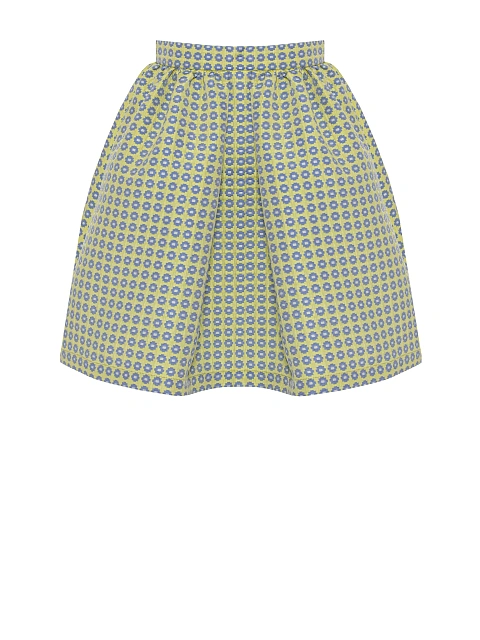 Yellow Jacquard Top & Mini Skirt Set, 5