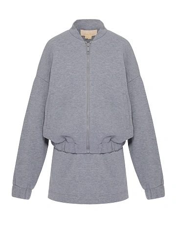 Grey Jersey Skirt & Bomber Jacket Set, 1