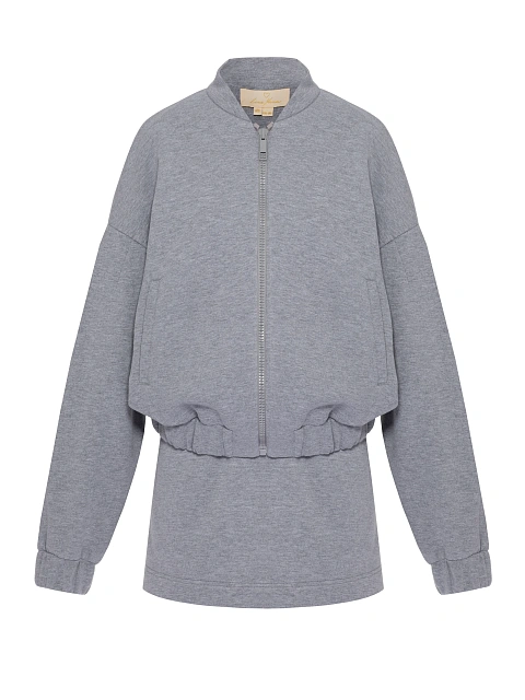 Grey Jersey Skirt & Bomber Jacket Set, 1