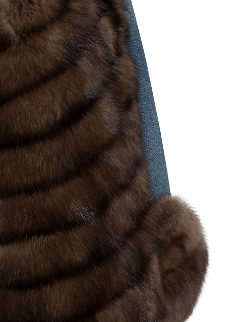 Blue Denim & Sable Fur Long Jacket, 5