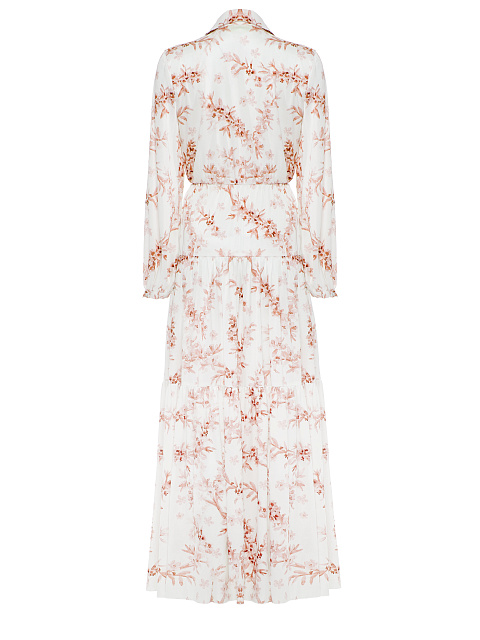 Beige Flower Printed Silk Maxi Dress, 2 Beige Flower Printed Silk Maxi Dress, 2