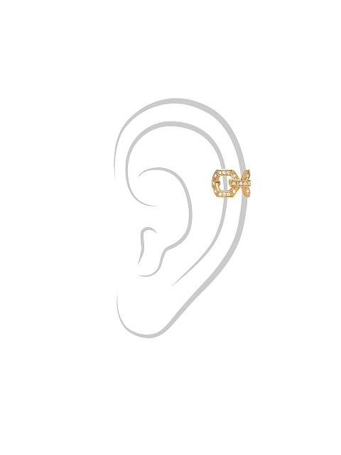 Round Diamond & Gold Ear Cuff, 2