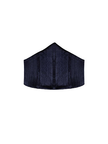 Purple and blue velvet corset, 1