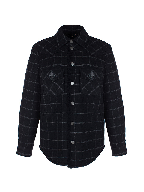Black Checked Shearling Shirt, 1