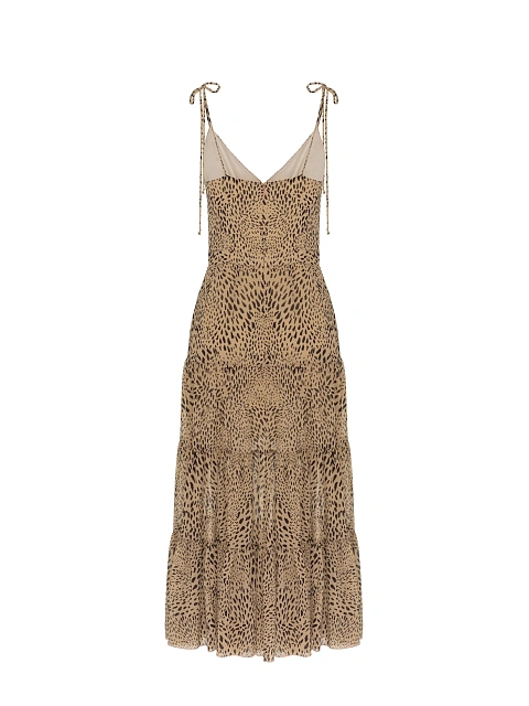 Beige Sundress With Leopard Print, 2
