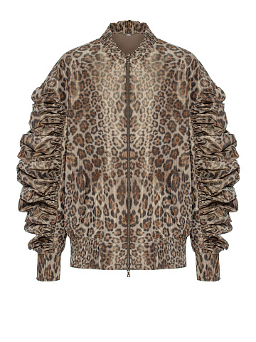 Leopard Print Taffeta Bomber Jacket, 1