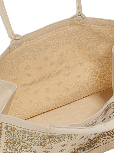 Golden Paisley Printed Canvas Shopper Bag, 4