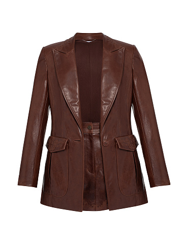 Brown Leather Skirt Suit, 1