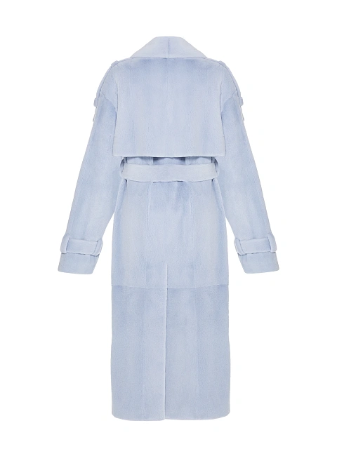 Light Blue Mink Fur Trench Coat, 2