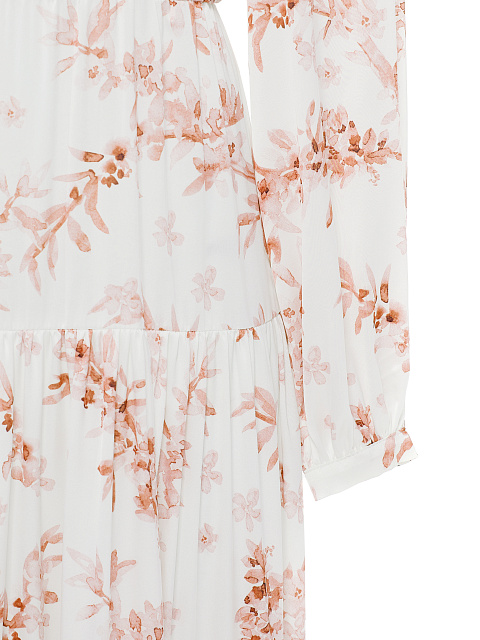 Beige Flower Printed Silk Maxi Dress, 3 Beige Flower Printed Silk Maxi Dress, 3