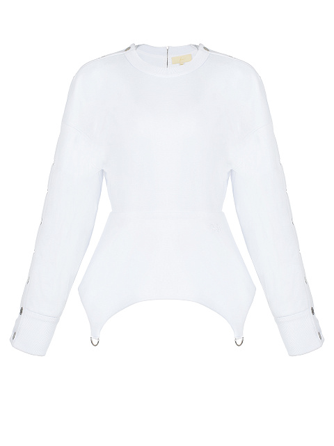 White Cotton Peplum Sweatshirt, 1