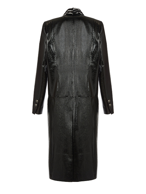 Black Patent Leather Double-Breasted Coat, 2