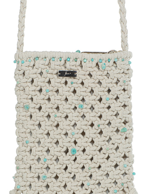 White Mini Bag With Bead Embroidery, 4