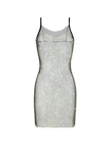 Black Rhinestones Mesh Dress, 1