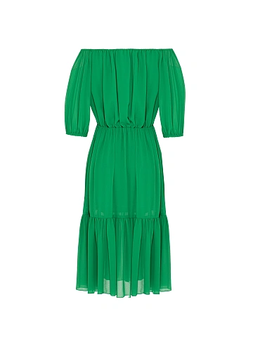 Green Off Shoulder Midi Dress, 1