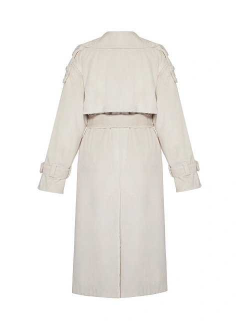 Beige Faux Fur Trench Coat, 2