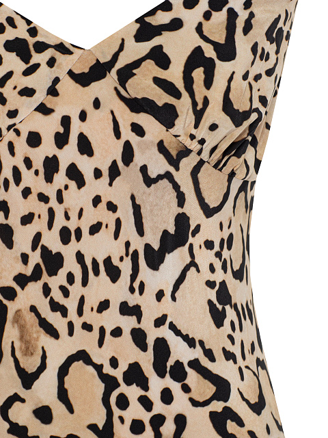 Beige Leopard Silk Mini Dress, 3