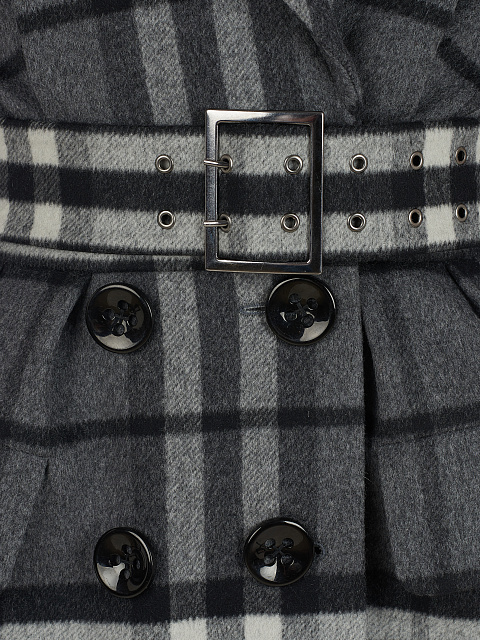 Grey Checkered Wool Coat, 3