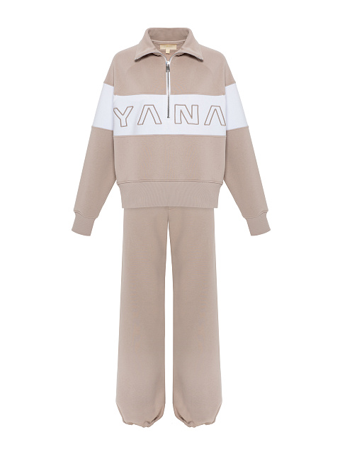 Beige & White Embroidered Tracksuit, 2
