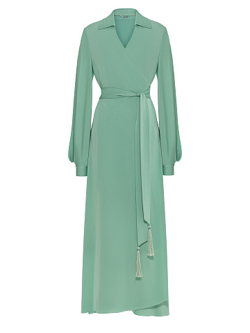 Green Rayon Midi Dress, 1