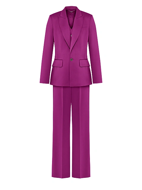 Fuchsia Wool Pant Suit, 3