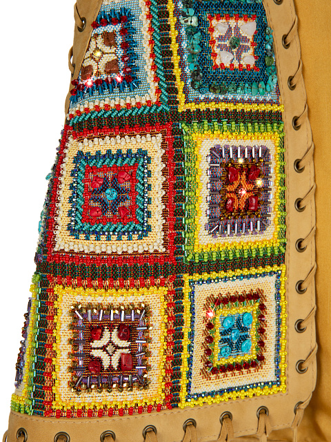 Brown Suede Embroidered Vest, 3