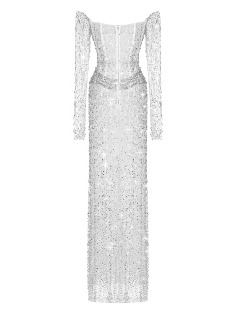 Swarovski Crystals Embellished White Mesh Corset Dress, 2
